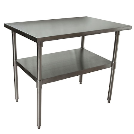 Bk Resources Work Table 16/304 Stainless Steel With Stainless Steel Shelf 48"Wx24"D CVT-4824